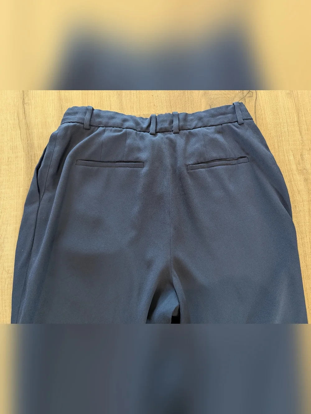 Babaton Navy Pleated High-Rise Straight Trousers - Picture 4 of 9